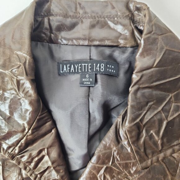 Lafayette 148 New York brown crinkle textured blazer jacket Sz 6 - Picture 8 of 15